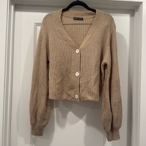 Tan Button Up Cardigan Sweater